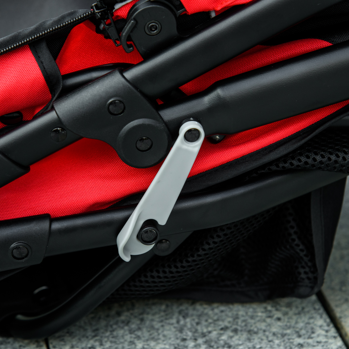 Three-Wheel Foldable Pet Jogger with Canopy - Red for Medium Dogs