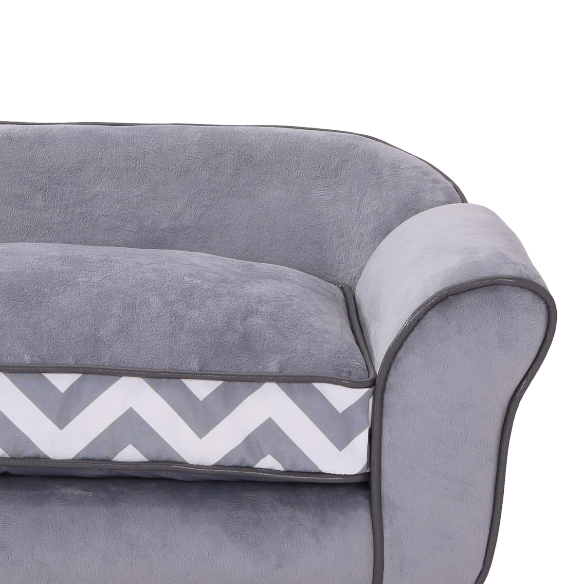 XS Dog Sofa Bed with Removable Cushion – Grey, Wooden Frame