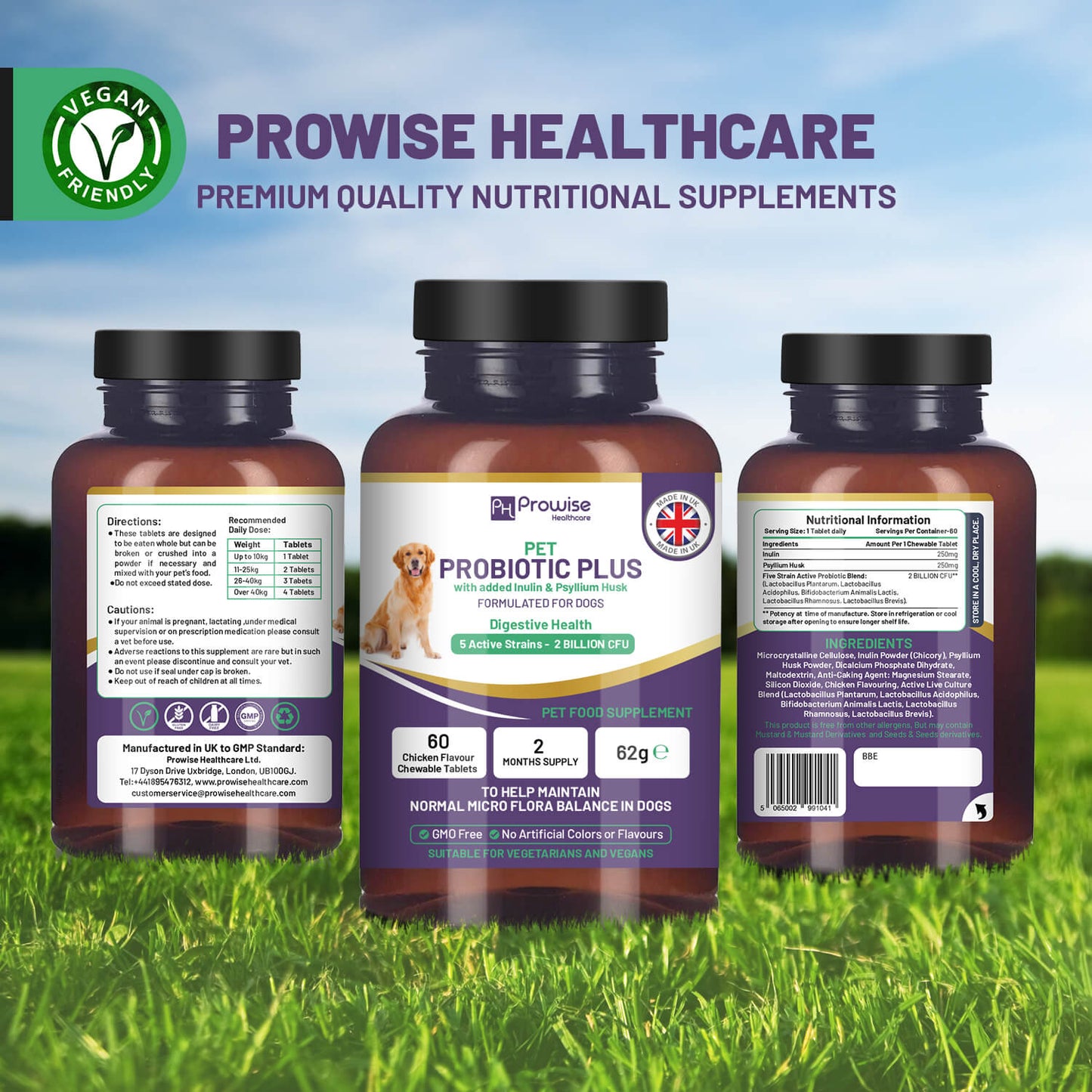 Pet Probiotic Plus with Inulin & Psyllium - 60 Chewable Tablets