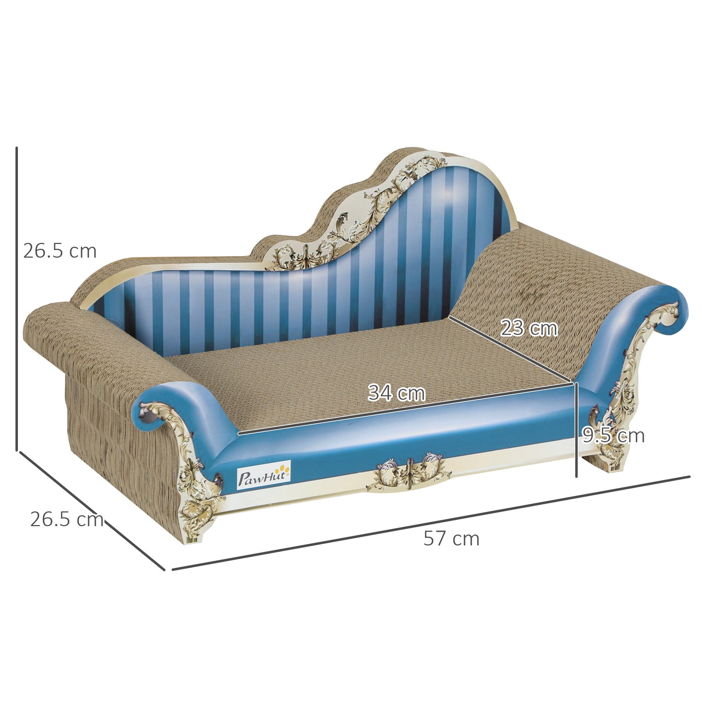 PawHut 2-in-1 Cat Scratcher & Cardboard Lounge Bed with Catnip, Blue