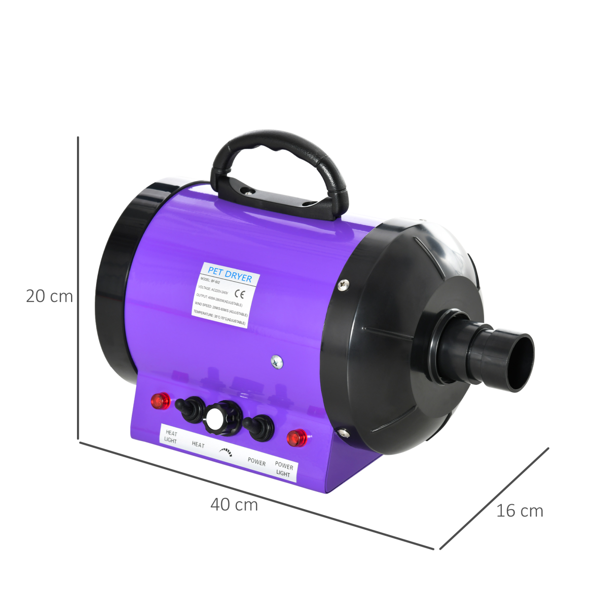 2800W Pet Grooming Dryer with 3 Nozzles – High-Power Blaster Blower