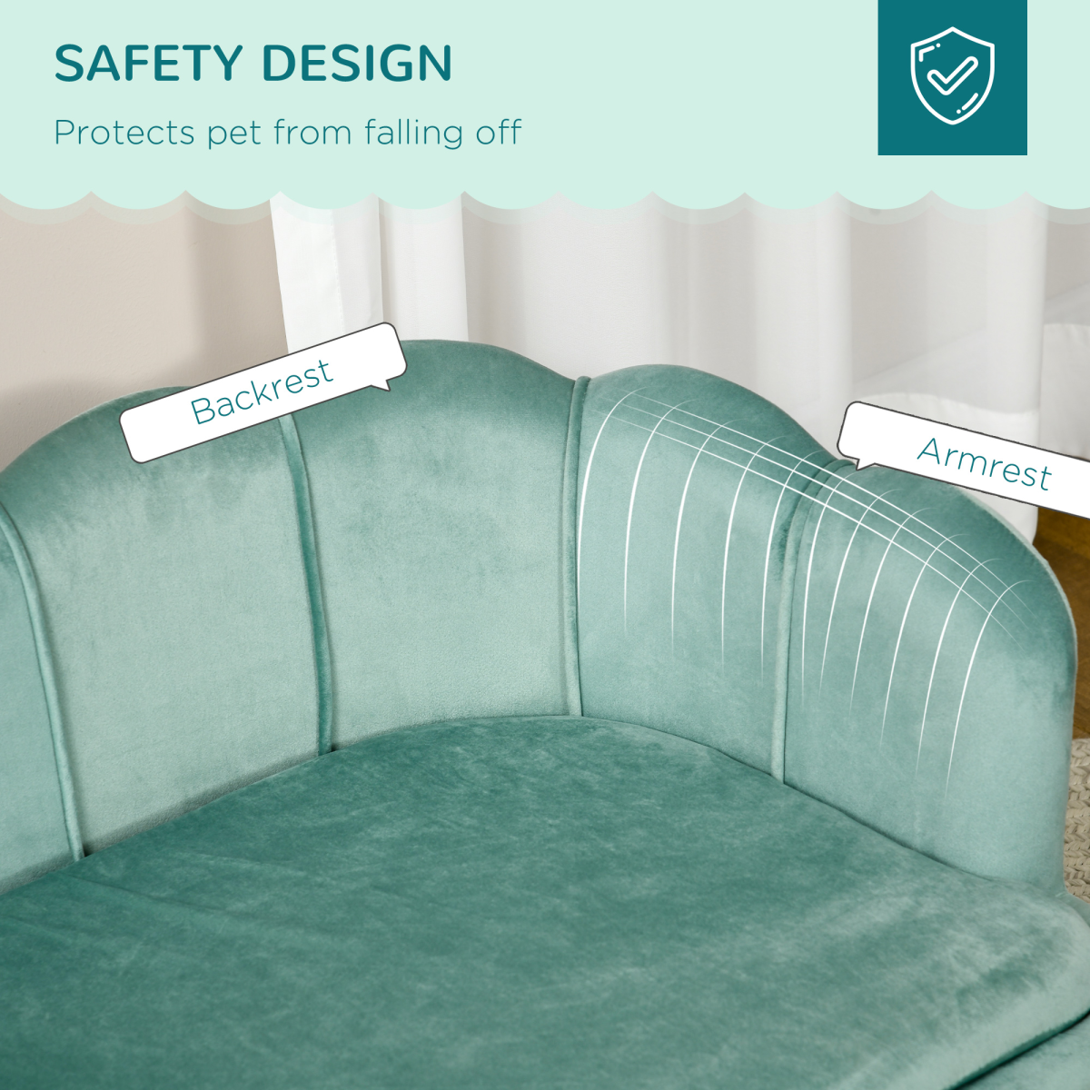 PawHut Green Dog Sofa Bed with Four Wooden Legs for Medium & Large Dogs