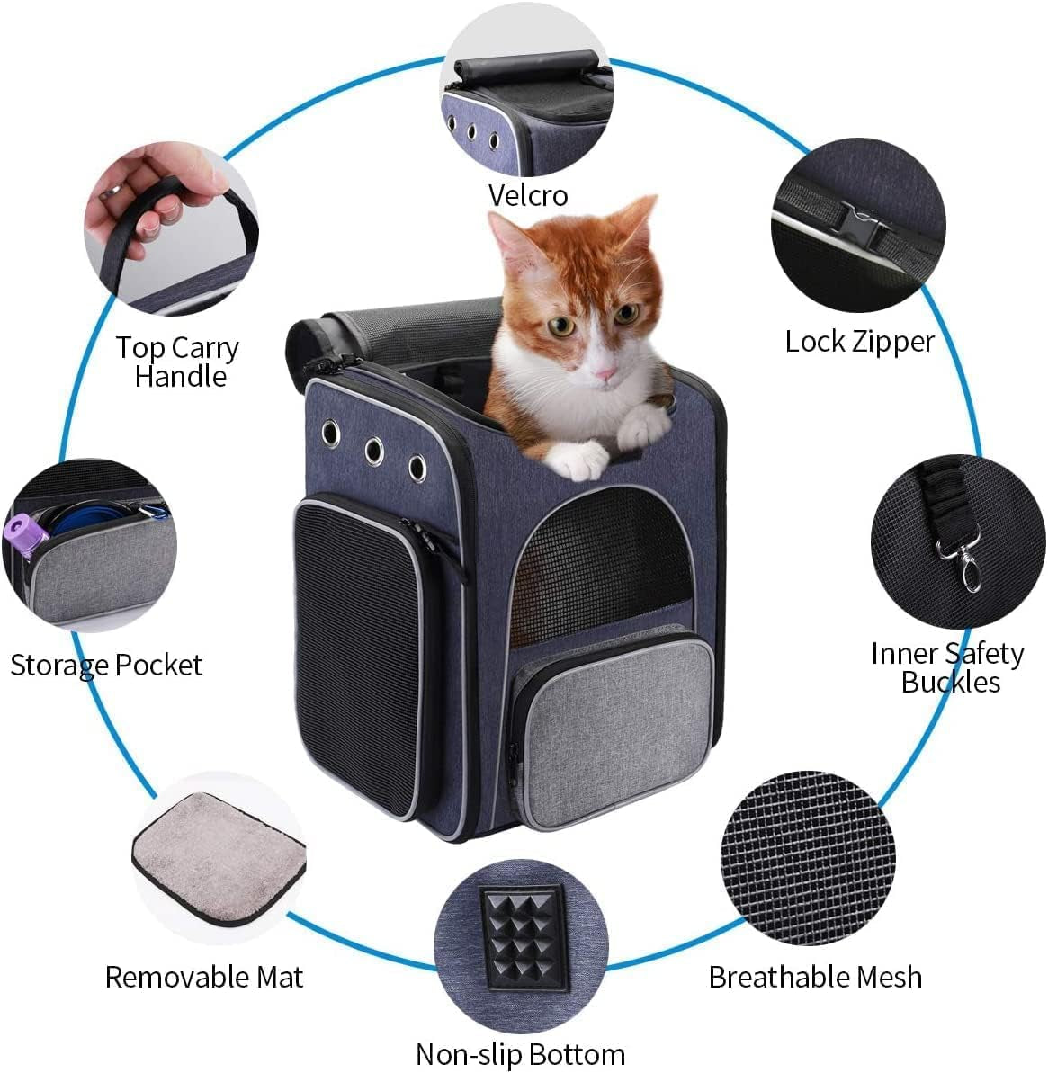 ® Cat Carrier Backpack, Foldable Pet Backpack Carrier for Cats and Small Dogs