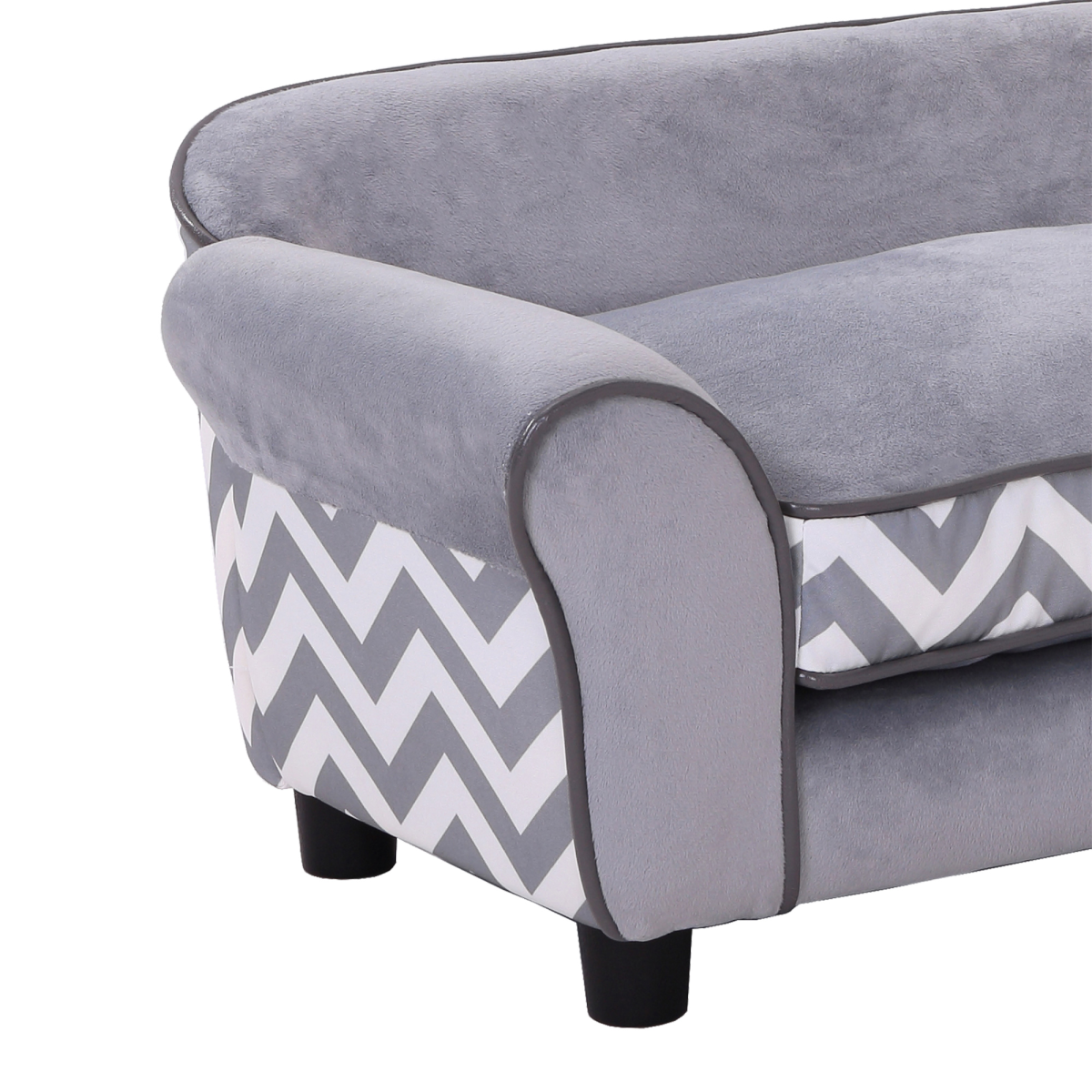 XS Dog Sofa Bed with Removable Cushion – Grey, Wooden Frame
