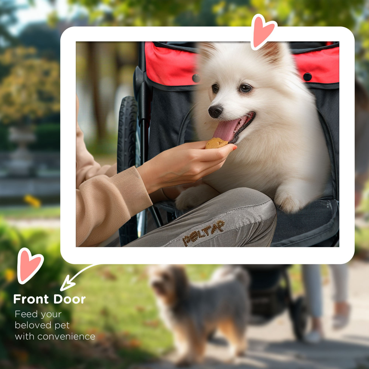Three-Wheel Foldable Pet Jogger with Canopy - Red for Medium Dogs