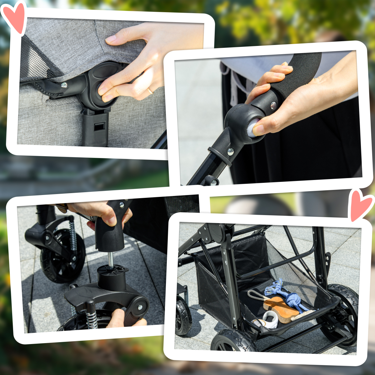 PawHut Foldable Pet Stroller & Carry Bag for Small Dogs & Cats