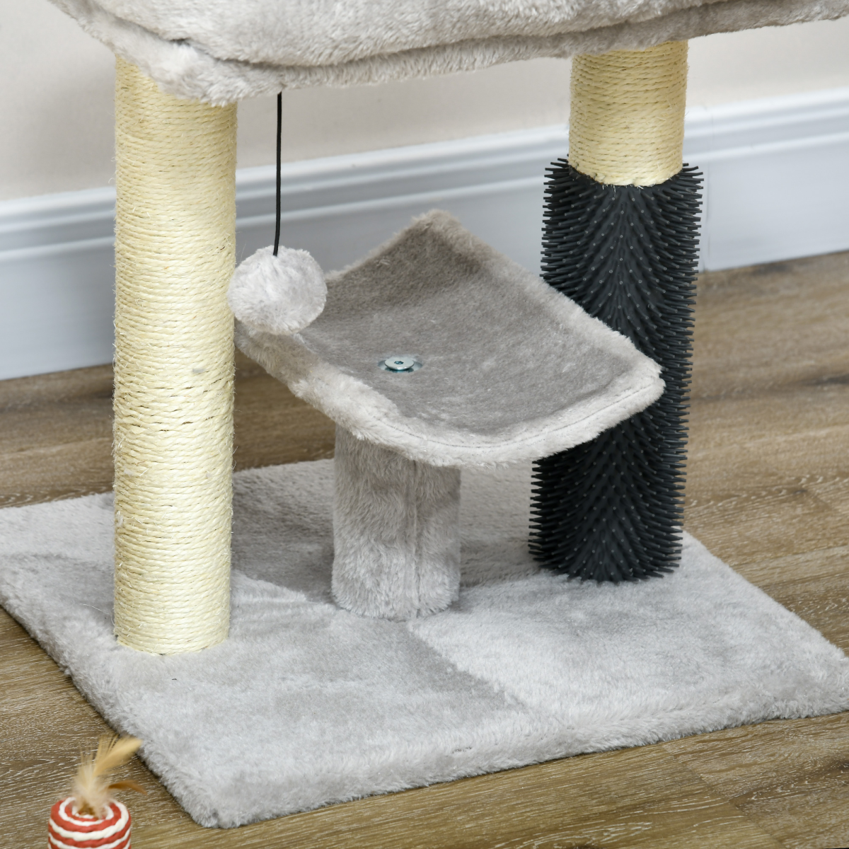PawHut Small Cat Tree Tower: Scratching Posts, Perch, Bed, Self-Groomer & Toy
