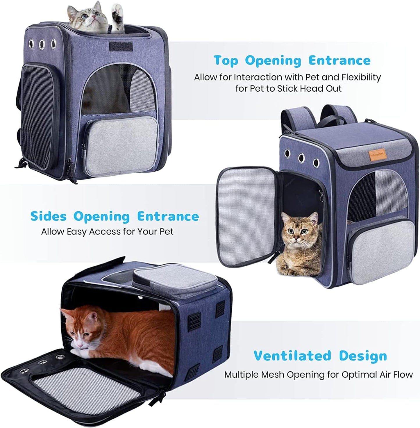 ® Cat Carrier Backpack, Foldable Pet Backpack Carrier for Cats and Small Dogs