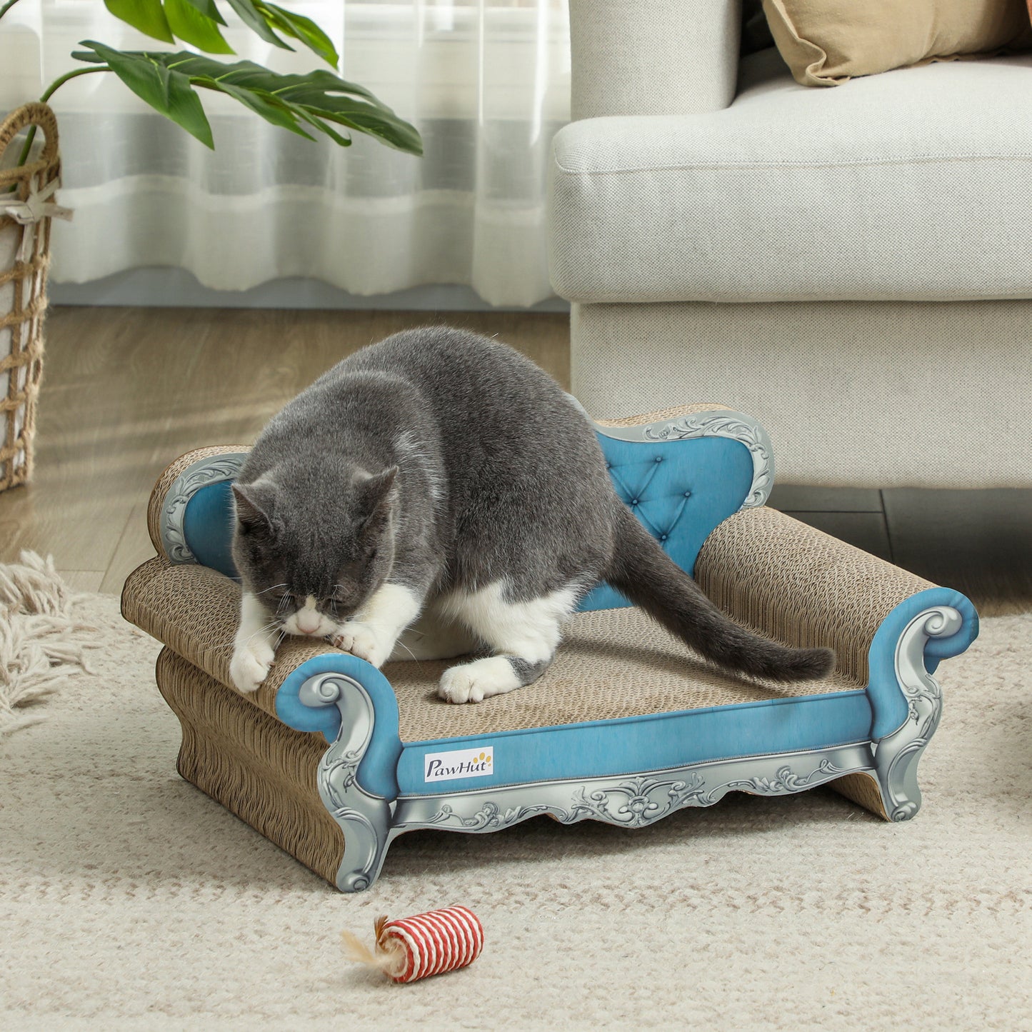 PawHut 2-in-1 Cardboard Cat Scratcher & Sofa Bed with Catnip