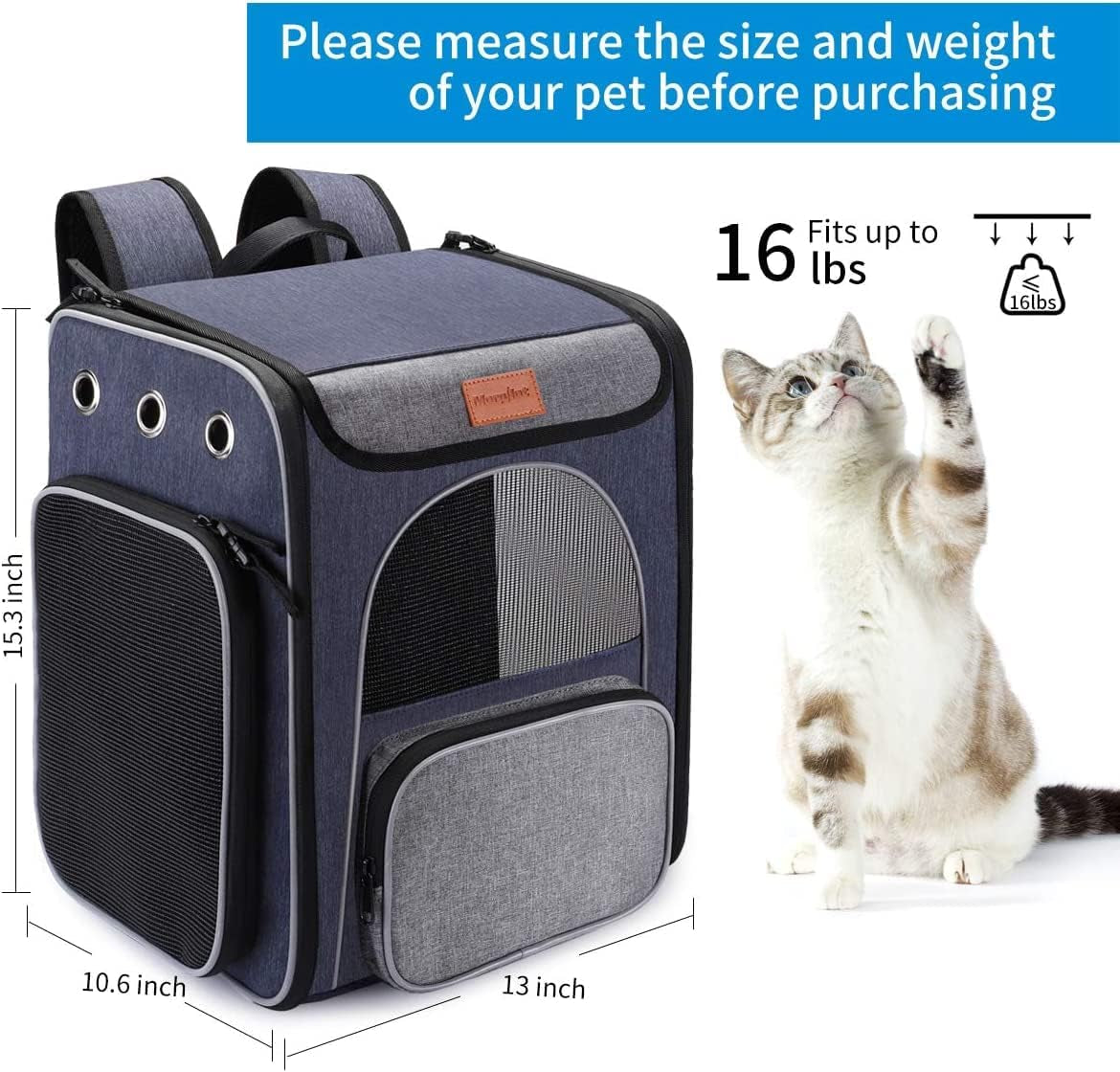 ® Cat Carrier Backpack, Foldable Pet Backpack Carrier for Cats and Small Dogs