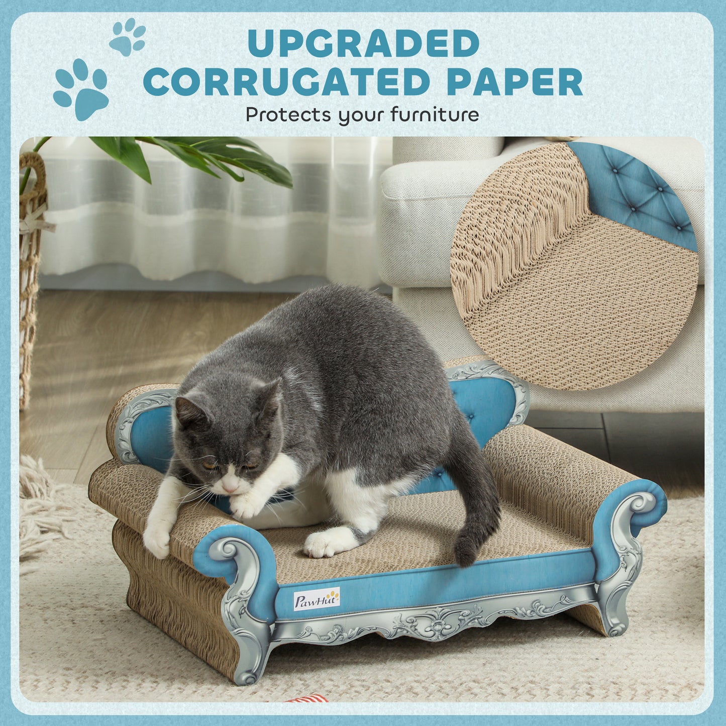 PawHut 2-in-1 Cardboard Cat Scratcher & Sofa Bed with Catnip