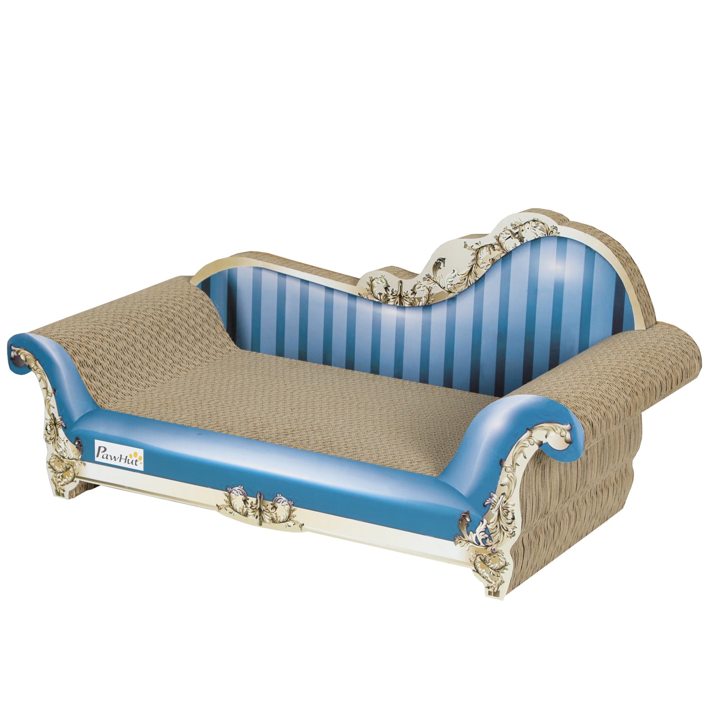 PawHut 2-in-1 Cat Scratcher & Cardboard Lounge Bed with Catnip, Blue