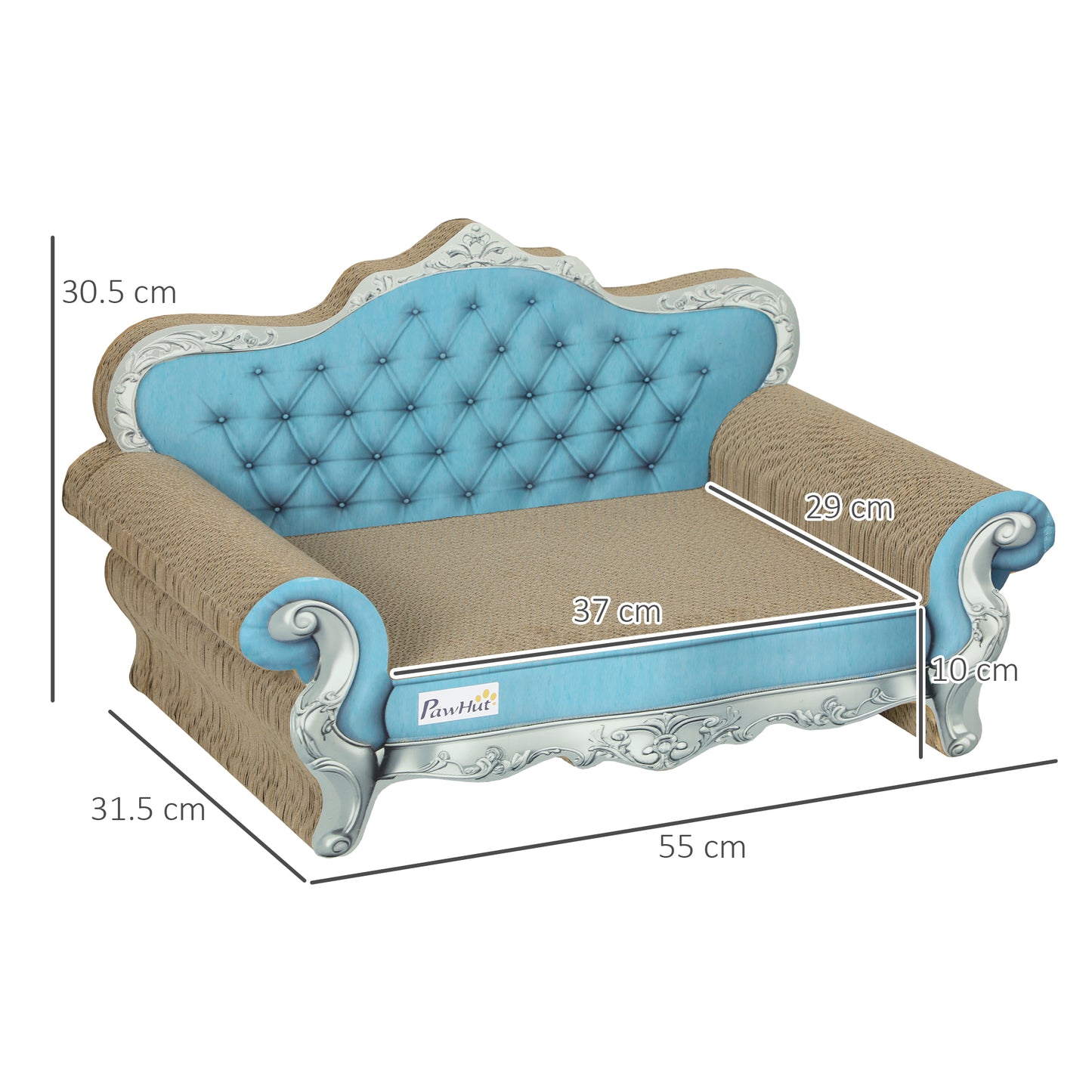 PawHut 2-in-1 Cardboard Cat Scratcher & Sofa Bed with Catnip