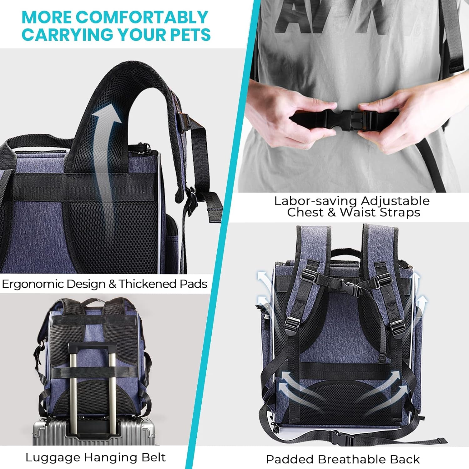 ® Cat Carrier Backpack, Foldable Pet Backpack Carrier for Cats and Small Dogs