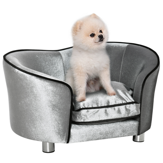 Cozy Modern Dog Sofa with Storage Pocket & Removable Cushion