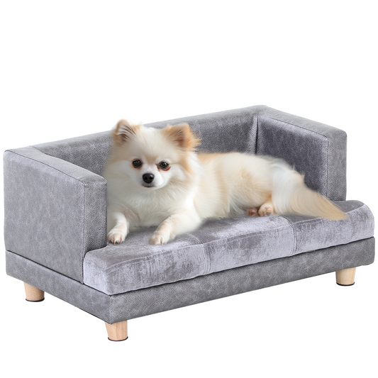 Grey Dog Sofa Bed - Soft Padded Lounge for Small Breeds