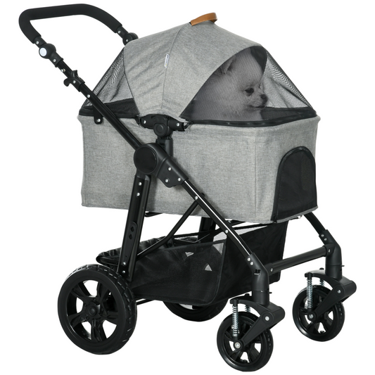 PawHut Foldable Pet Stroller & Carry Bag for Small Dogs & Cats